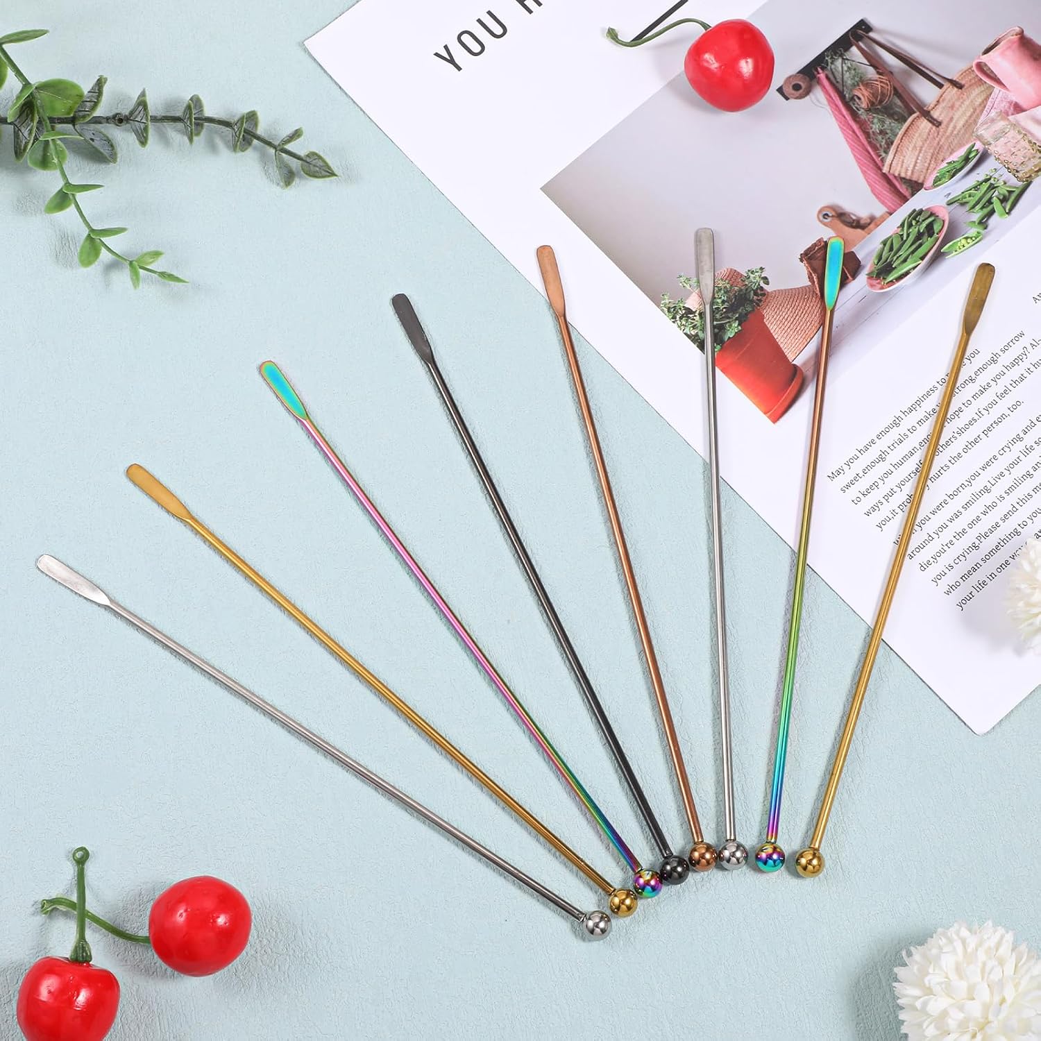 8 Pcs 7" Reusable Cocktail Swizzle Sticks Coffee Stirrers Drink Stirrers