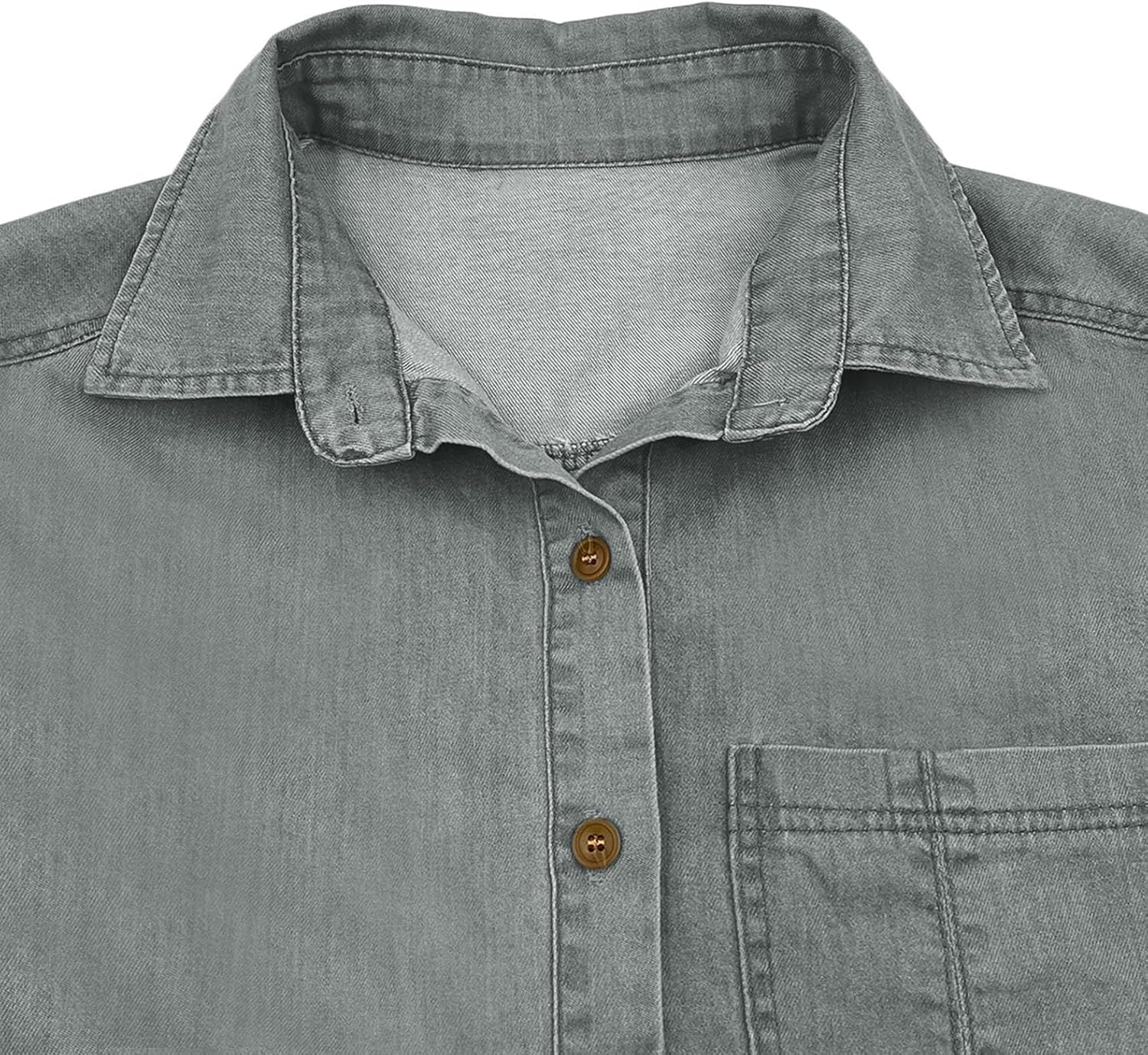 PRETTODAY Women's V Neck Denim Tank Top Button Down Sleeveless Shirts Collared Casual Blouse Tops - Image 5