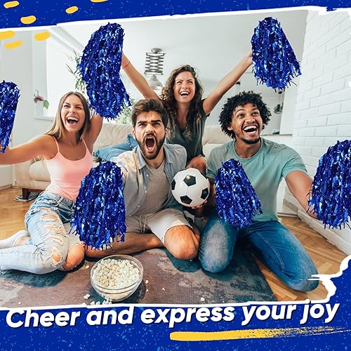 Miniatura 6 de 60 pompones de animadora divertidos, pompones de aluminio metálico con asas de plástico para animar al equipo, para animar, escuadrón, deportes,