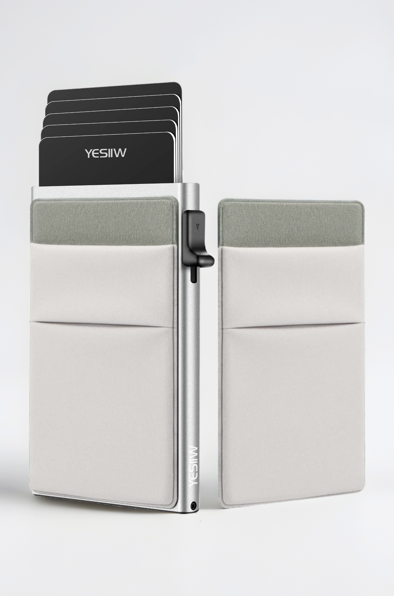 YESIIW Slim Wallet for Men - Pop up Card Holder RFID Blocking Minimalist Business Credit Card Wallet with Money Pocket Metal Card Case for Notes and Coins and Debit Cards, B14-Silver, A8 - Sliver