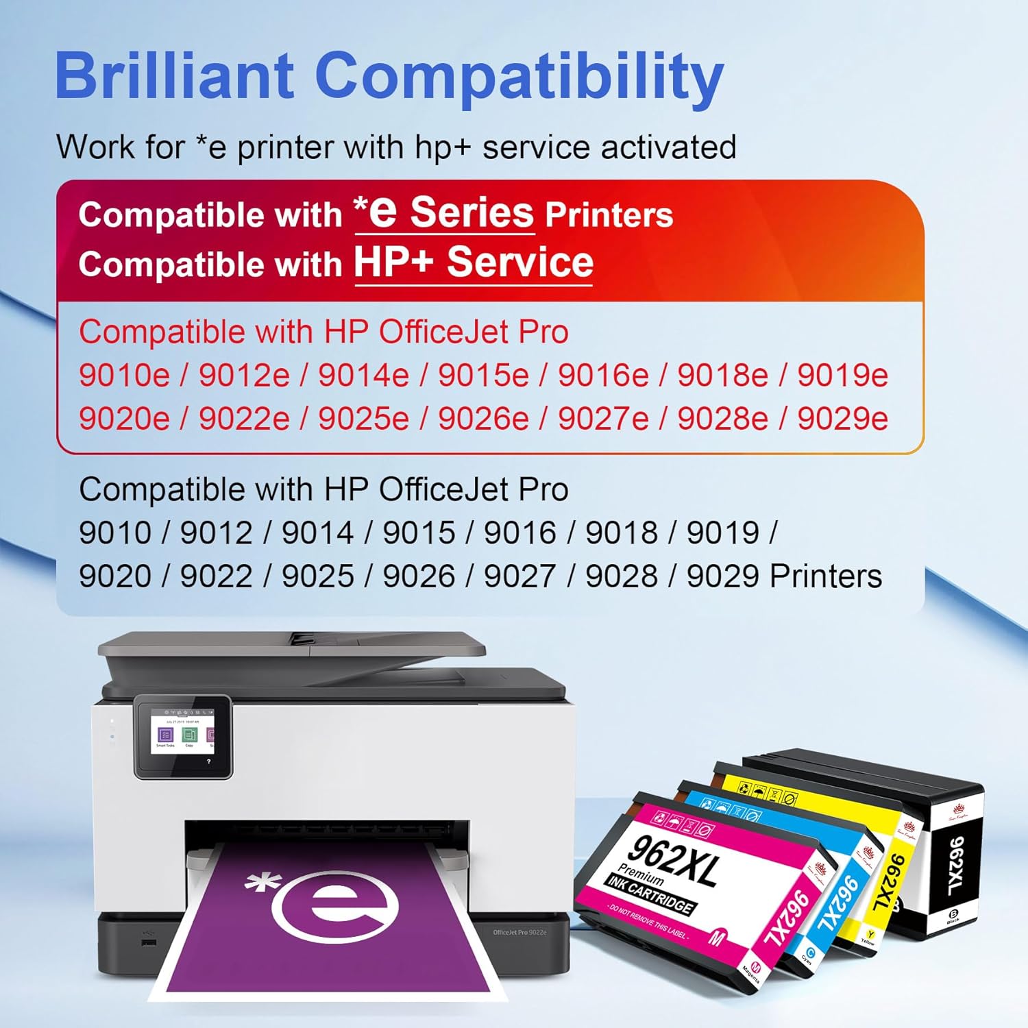 962XL Ink Cartridges Combo Pack Replacement for HP 962XL Ink Cartridges Work for HP Officejet Pro 9015e 9018e 9025e 9012e 9015 9010 9012 9018 9020 9025 Printers (4 Pack Black, Cyan, Magenta, Yellow)