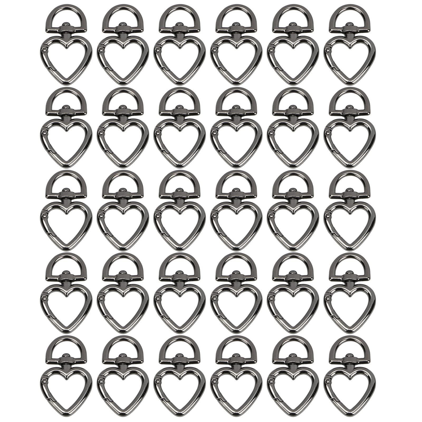 Jazuaiao 30Pcs Heart Shape Buckles Zinc Alloy Keychain Buckles Clips Trigger Spring Keyring Buckle Heart Metal Buckle