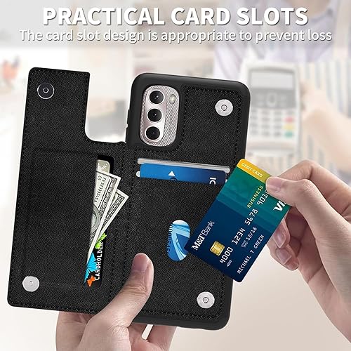 Miniatura 5 de Funda tipo cartera para Moto G Stylus 5G 2022 con tarjetero de piel sintética, función atril, ranuras para tarjetas, cierre magnético, funda