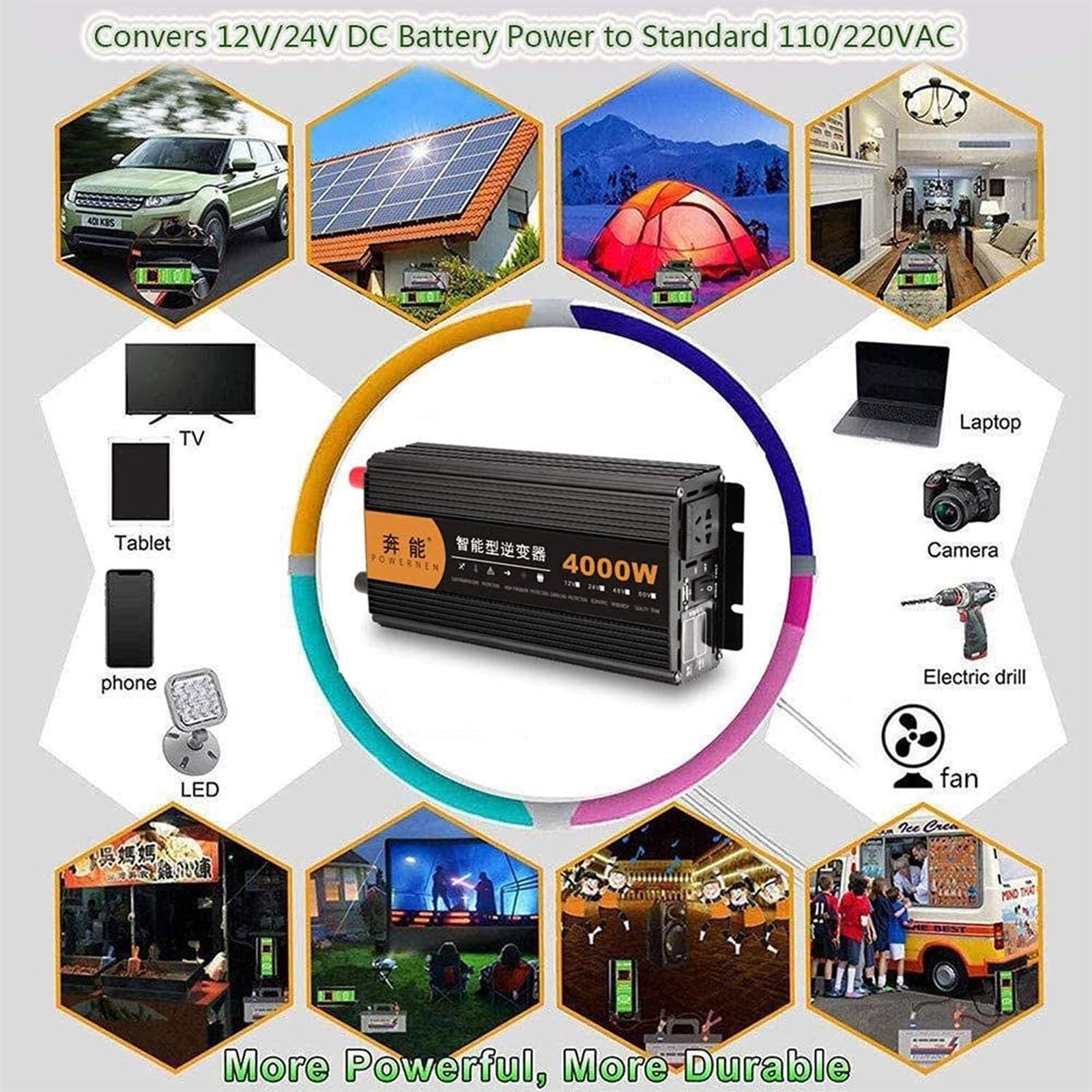 UPS Falownik sinusoidalny 4000 W przetwornica napięcia 12 V na AC 220 V 230 V przetwornica napięcia do ładowarki samochodowej adapter z konwerterem USB