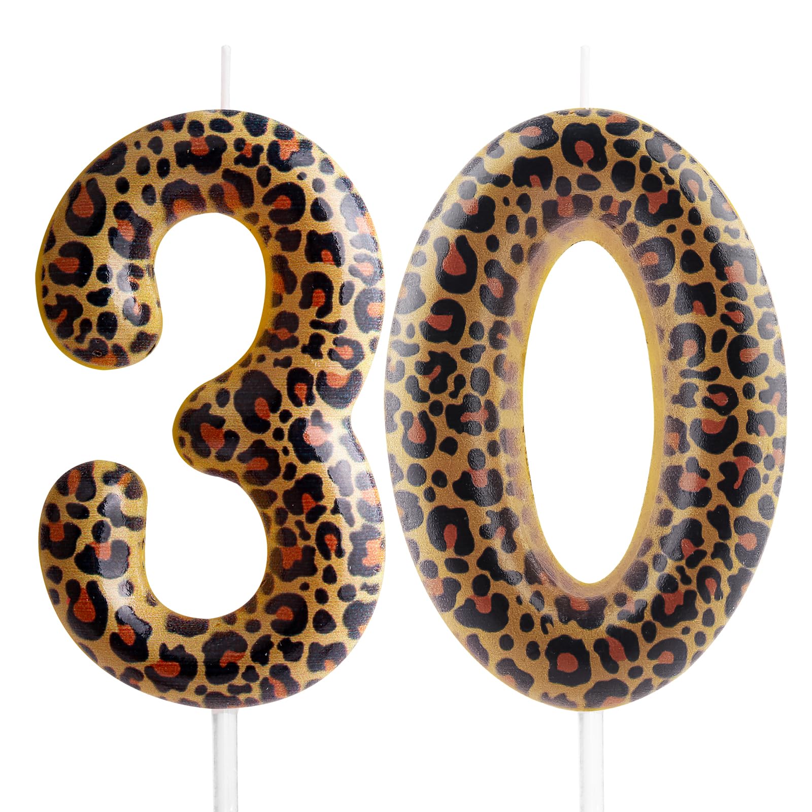 Yiran Leopard Print Birthday Candles Number 21, Realistic Leopard Printing Birthday Number Candles, Wild Onez Zoo Animals Themed Candle Cake for Boys and Girls Gifts Anniversary Party Supplies — view 8
