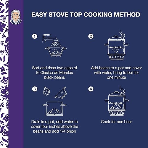 Miniatura 5 de El Clasico de Morelos Frijoles negros enteros, 16 onzas (paquete de 20)