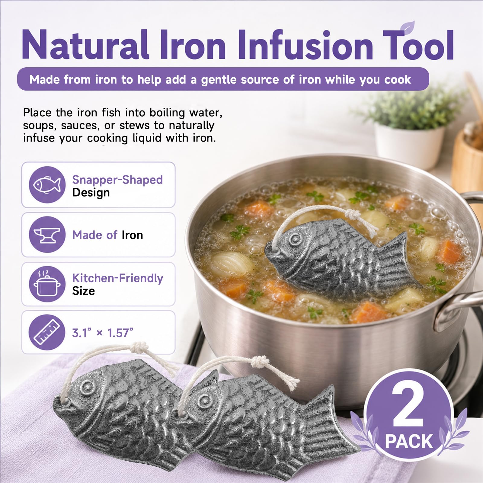 Lisol's Mind Cooking Tool dodaje bezpieczne żelazko do żywności i zdrowe żelazko Snapper Zestaw 2 szt
