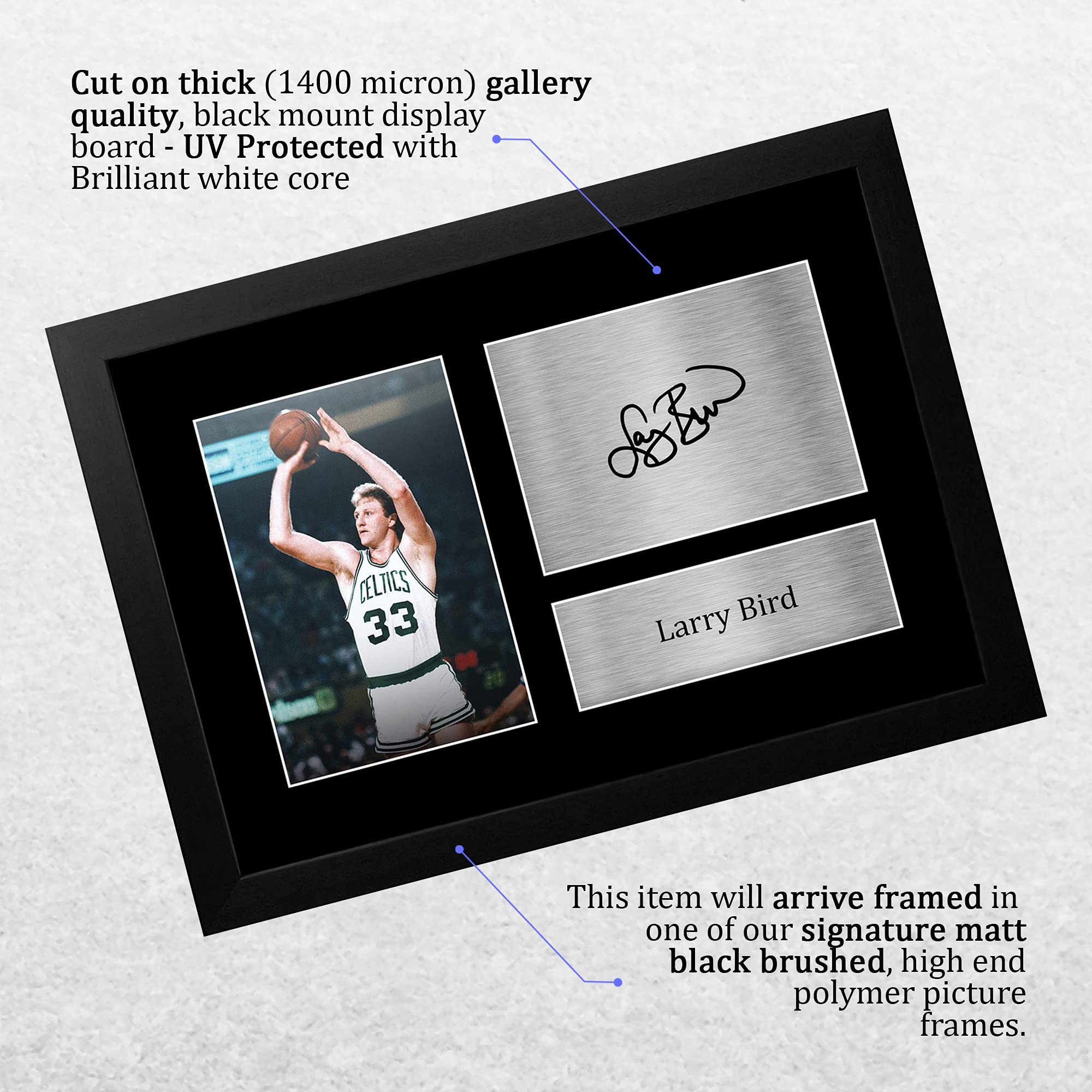 HWC Trading FR A4 Larry Bird Celtics Gifts Printed Signed Autograph Picture for Basketball Memorabilia Fans - A4 Framed - Image 3
