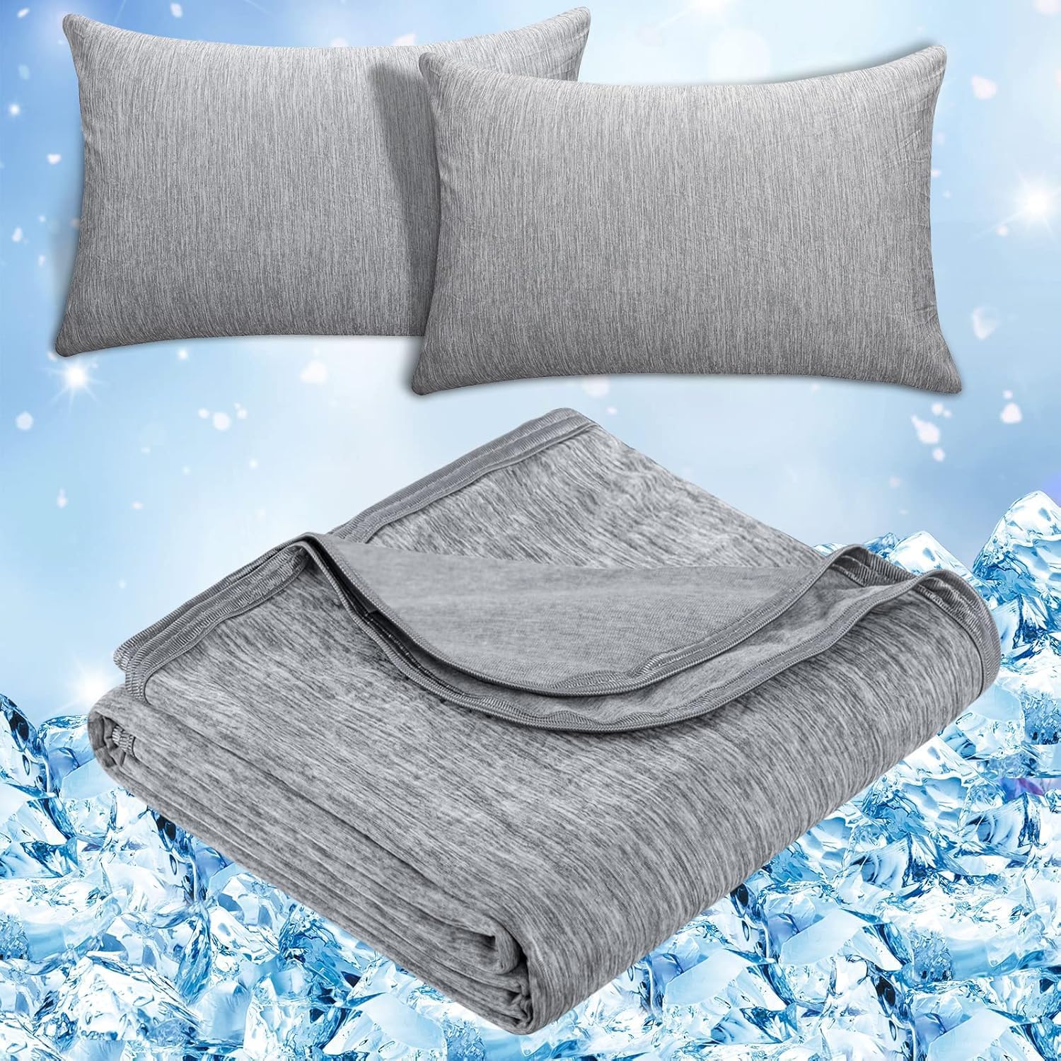 CHOSHOME 2 Pack Cooling Pillow Cases King Size & 1 Pack Cooling Blanket California King Size