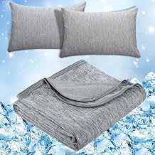 CHOSHOME 1 Pack Double Sided Cooling Blanket 90" X 90", 2 Pack Cooling Pillow Cases 20" X 30", Bundle