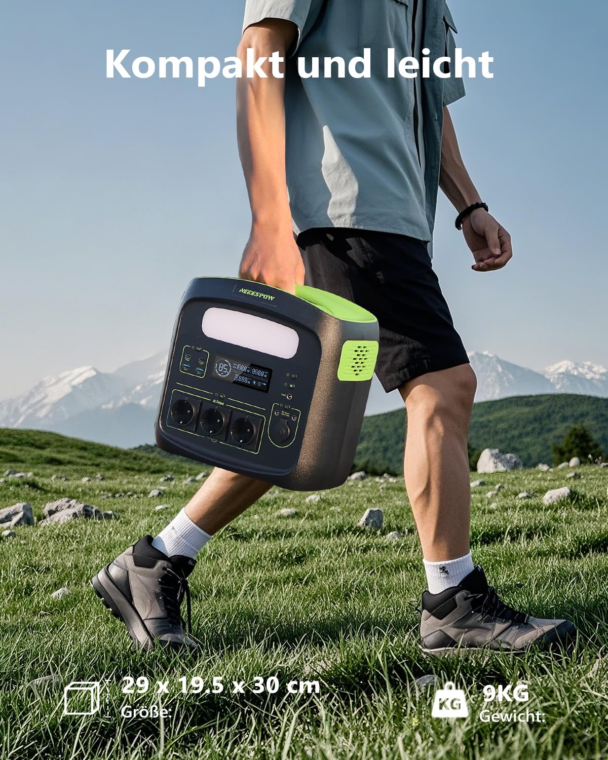 Tragbare Powerstation N7576 700W 483.84Wh AC Steckdosen x 3, Powerstation LiFePO4 Akku Reine Sinuswelle, USB-C PD100W Ausgang, Solargenerator für Camping Hause CPAP