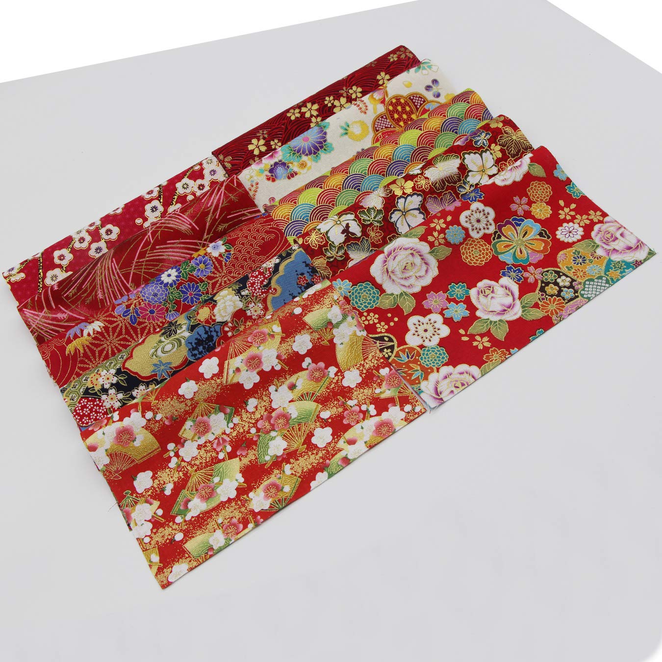30er Stoffpaket Japanische Stil - Baumwollstoff 20x25cm - Blumen Gold Muster - Patchwork DIY