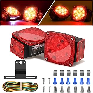 OminEco 12V LED Trailer Light Kit, DOT Certified, Waterproof for Boats, RVs, Cars, and Submersible Utility Trailers, Complete Tail Light Kit with Wire Harness for Trailers Under 80 Inches