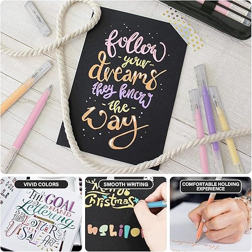 Miniatura 4 de Bolígrafos de gel acrílico 3D de 48 colores y cuaderno de bocetos de papel negro para dibujo, bolígrafo de tinta acrílica de punta fina de 0.039 in,
