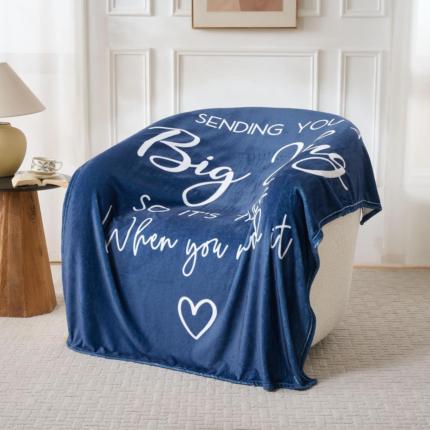 Thinking of You Gifts for Women Men – Get Well Blanket 50x60 Inch, Navy Flannel Comfort Hug Blanket, Sympathy Throw for After Surgery, Chemo, Illness, Recovery - Image 5