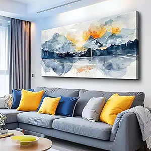 KELIYUAN Wall Art For Living Room Canvas Wall Decor For Bedroom Office Decorations Mountain Landscapes Wall Painting Abstract Watercolour Pictures Artwork Modern Ready To Hang Room Home Decor