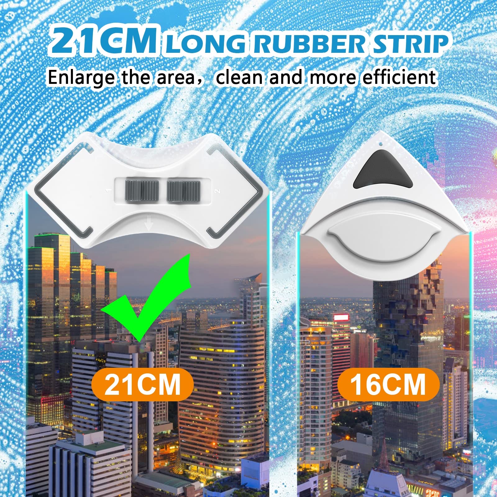 Limpiador De Ventanas Magnético, Limpiacristales Magnético Limpiador De Ventanas Magnético De Doble Cara Ajustable Herramienta De Limpieza con Cuerda De Seguridad En Forma De Diamante 3-30 Mm
