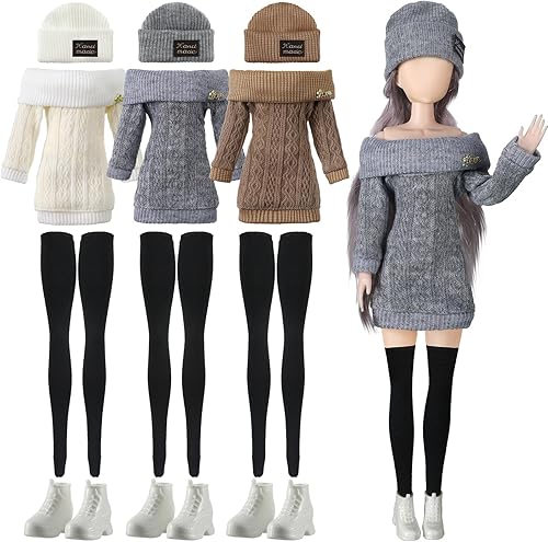 Geyoga Conjunto de 12 piezas de ropa de muñeca de invierno para muñeca de niña de 12 pulgadas, conjunto de ropa de Navidad e invierno, accesorios de