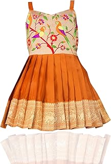 COMRATE South Indian Traditional Pattu Pavadai Tapeta Silk Frock Dress for Baby Girls Price In India