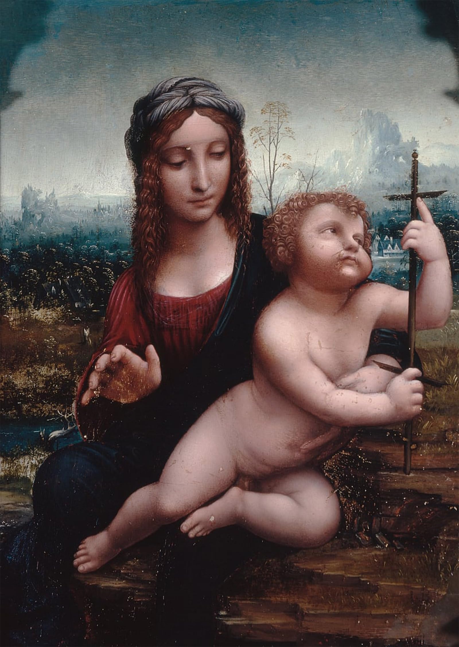 SERENDIPITP Abstract Painting Mural Print Picture Wall Decor Painting the Virgin of the Spindle by Leonardo Da Vinci Vintage Wall Artwork for Home Decor 60x90cm