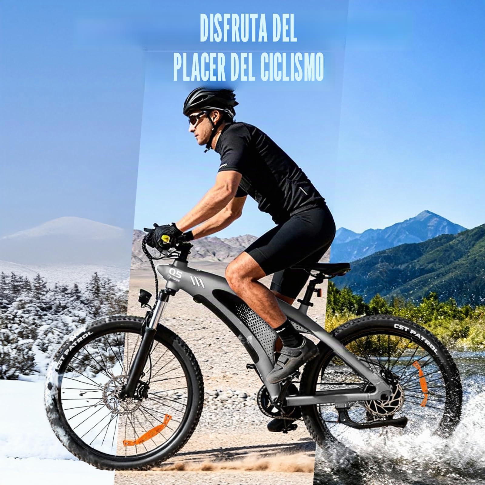 HX Q5 Shark Bicicleta Eléctrica Adulto de Montaña, 27.5" Bicicleta Eléctrica Urbana, Motor 85 NM,13/20 Ah, Autonomía 40-220 km, Suspensión Ajustable y Frenos de Disco Hidráulicos Ebike