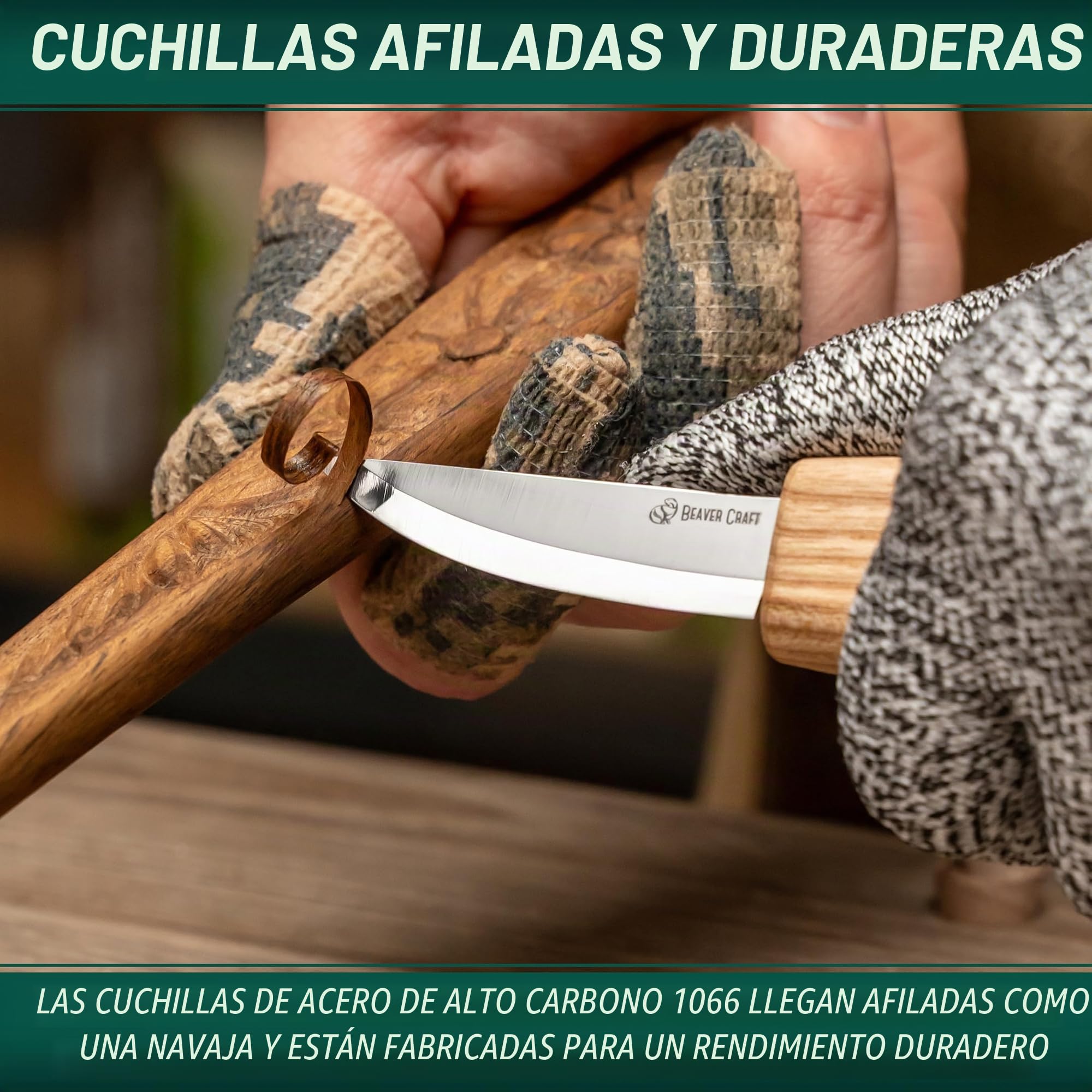 BeaverCraft, Set de Cuchillos para Tallar Cucharas de Madera S01 - Kit de Herramientas para Hacer Cucharas - Cuchillo de Gancho - Kuksa para Principiantes - Kit Profesional para Tallar Madera