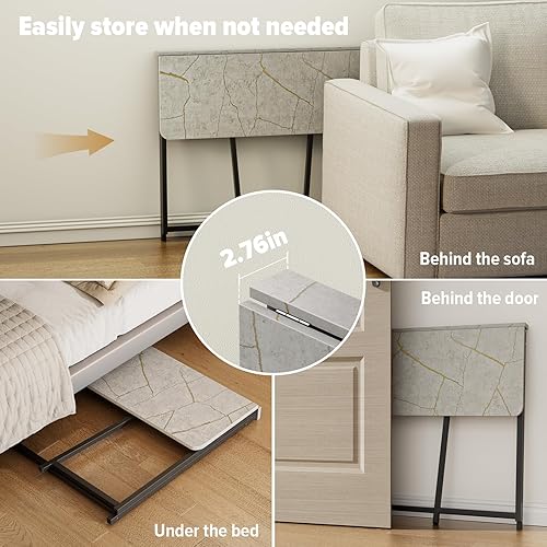 Miniatura 4 de WOHOMO Escritorio plegable, pequeño escritorio de 39.4 pulgadas, mesa plegable para computadora portátil, estación de trabajo de escritura para