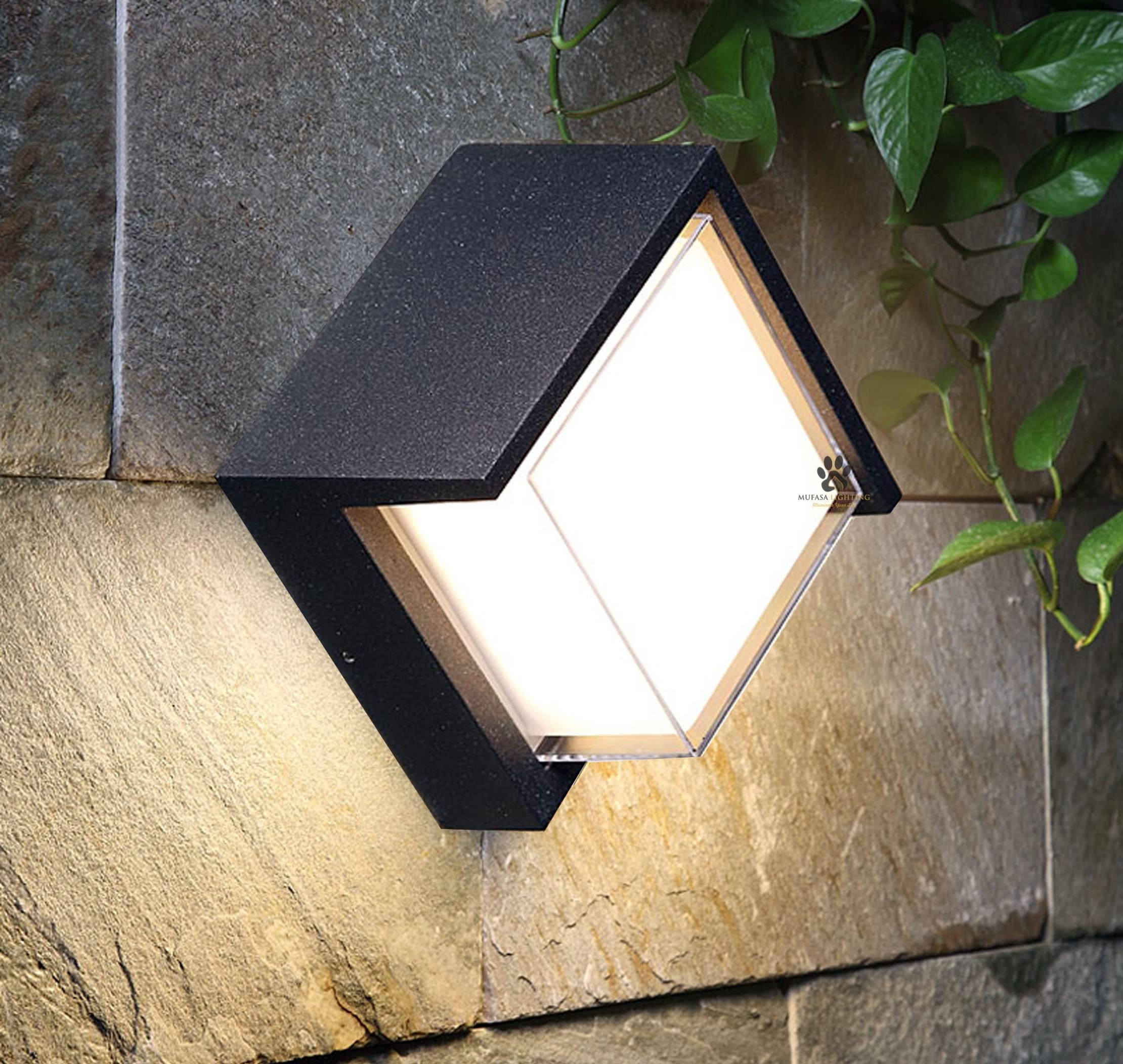 Mufasa 12 Watts Square LED Outdoor Wall Light Path Lamp Boundary Pillar Entrance Backyard Balcony Light Rainproof Bulkhead Aluminium Body (6 Inches) (Warm White)-image-21