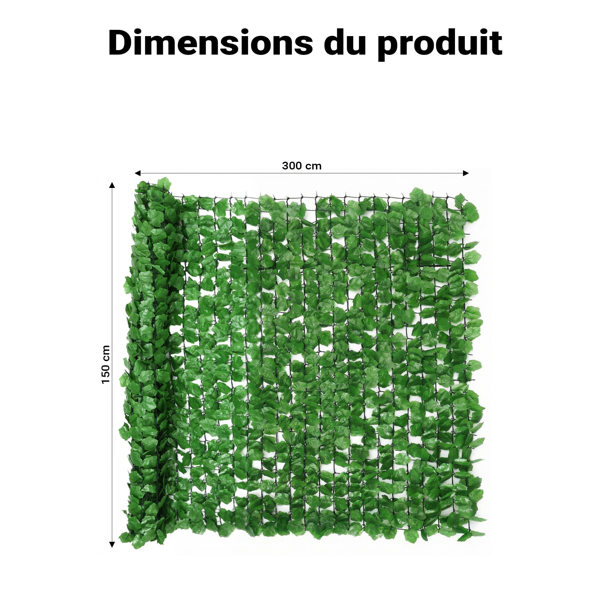 Wiltec Clôture pare-vue design Feuillage – 300 x 150 cm – en PE & plastique – Paravent extérieur comme Habillage de mur, Brise-vue jardin clôture, Bâche à grillage