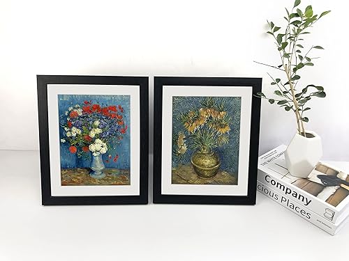 Miniatura 5 de Wieco Art Jarrón con acianos y amapolas y fritillaries imperiales en un jarrón de cobre de Vincent Van Gogh Reproducción de pinturas al óleo con