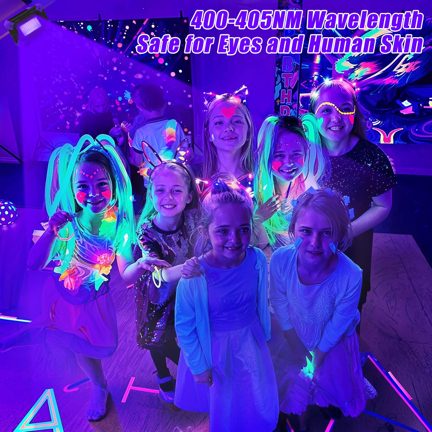 NATPOW Luz Negra UV Portátil Foco LED Recargable, 400-405nm Lámpara UV Potente, IP65 impermeable LED, Luz Negra para Halloween Acuario Pintura Corporal Partylicht, Decoración, 2 piezas