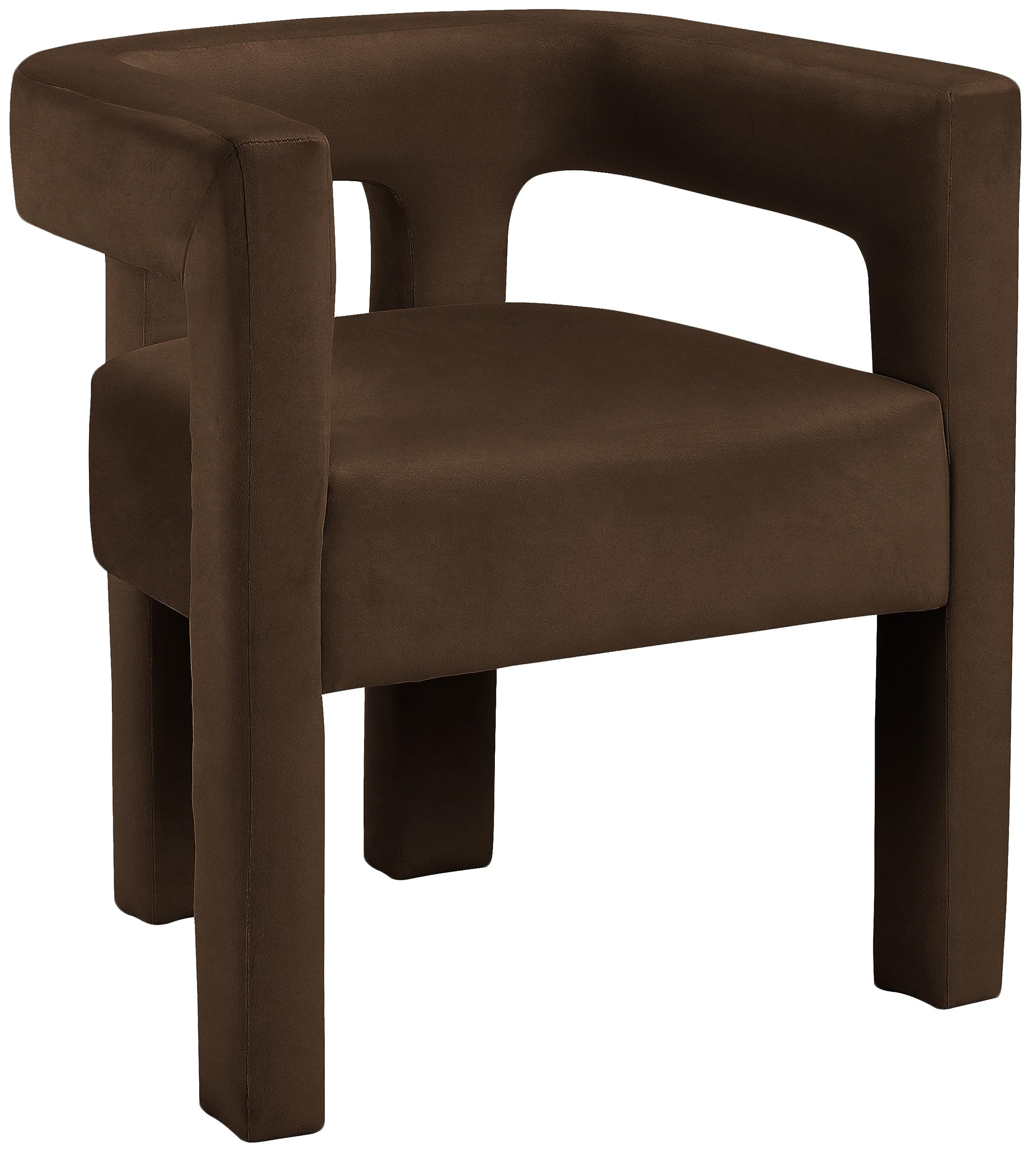 Meridian Furniture 11031Brown-C Conrad Collection Art Deco - Taburete de mostrador con tela texturizada de lino marrón intenso, tejido de dos tonos, acabado natural de madera maciza, 19 pulgadas de