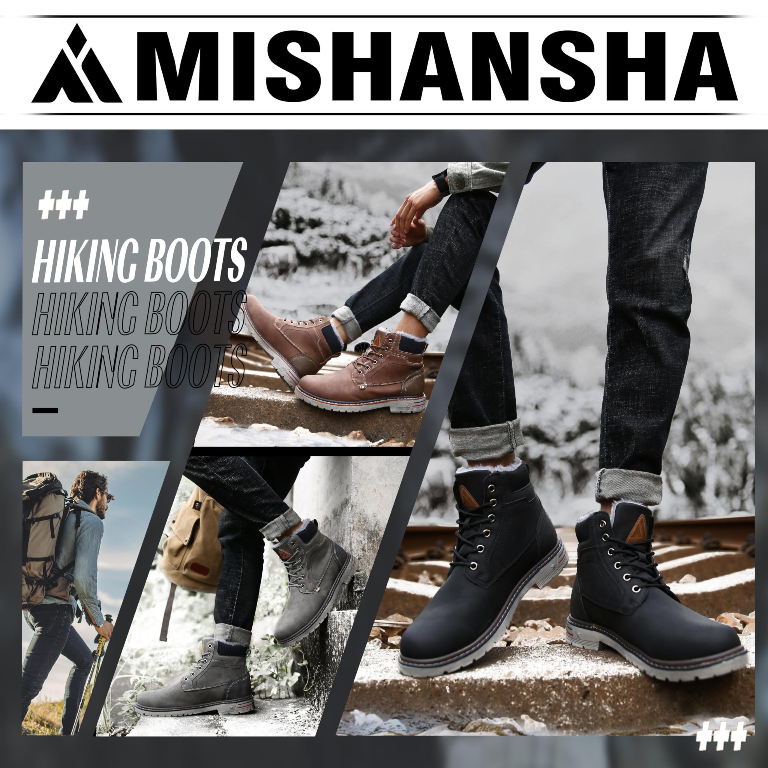 Mishansha Botas de Nieve Hombre Mujer Invierno Negro Gr.36