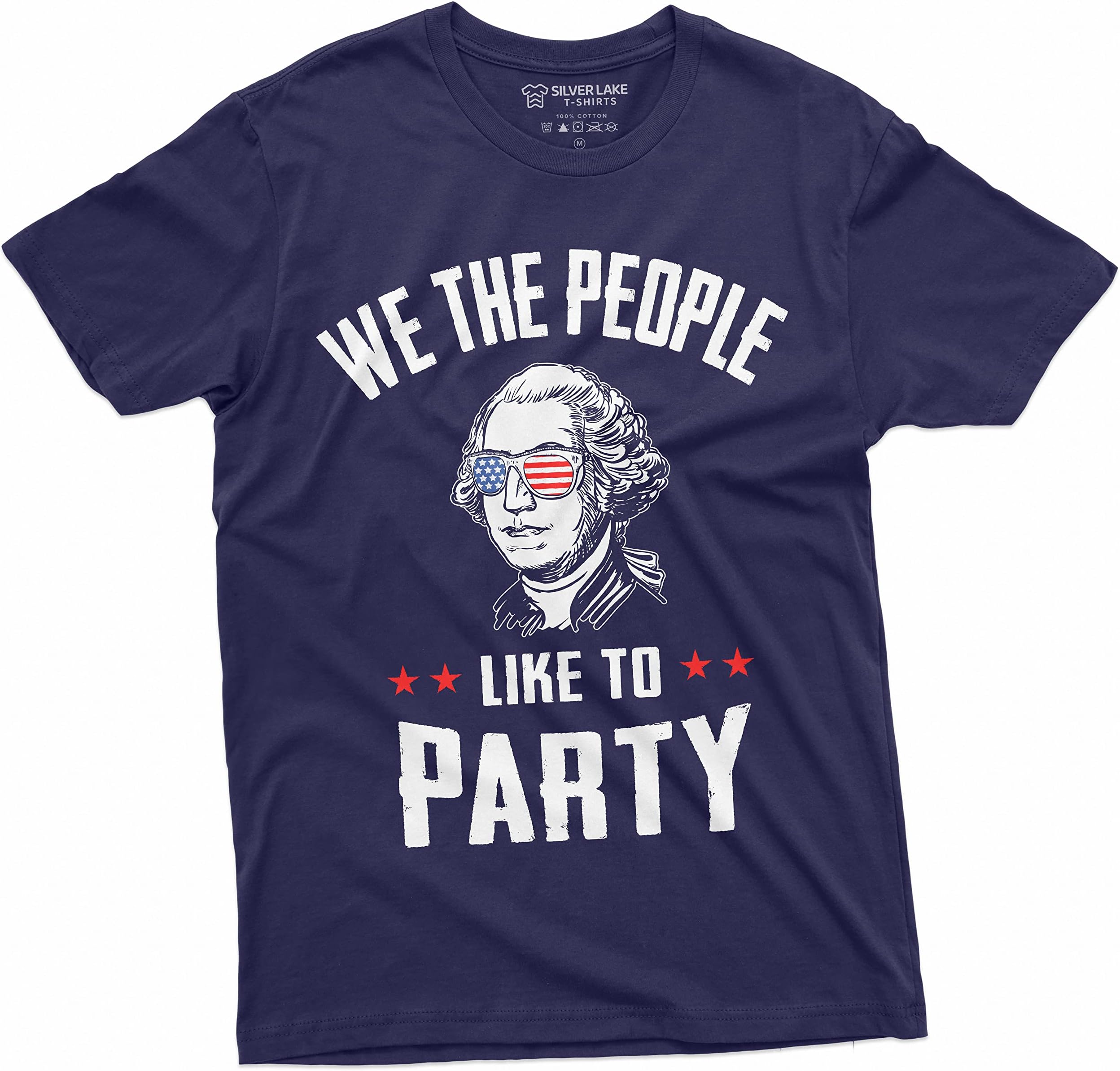 HAMERCOPFourth of July Partying T-Shirt We The People Like to Part Independence Day George Washington T-Shirt
