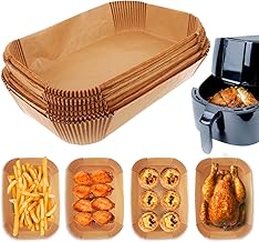 GANGBARU 150 Pcs 8.3×5.5in Air Fryer Disposable Paper Liner Rectangle Air Fryer Parchment Paper Liners Non-Stick Air Fryer Liners Oil-Proof Food Grade Baking Paper for Roasting Microwave Frying Pan