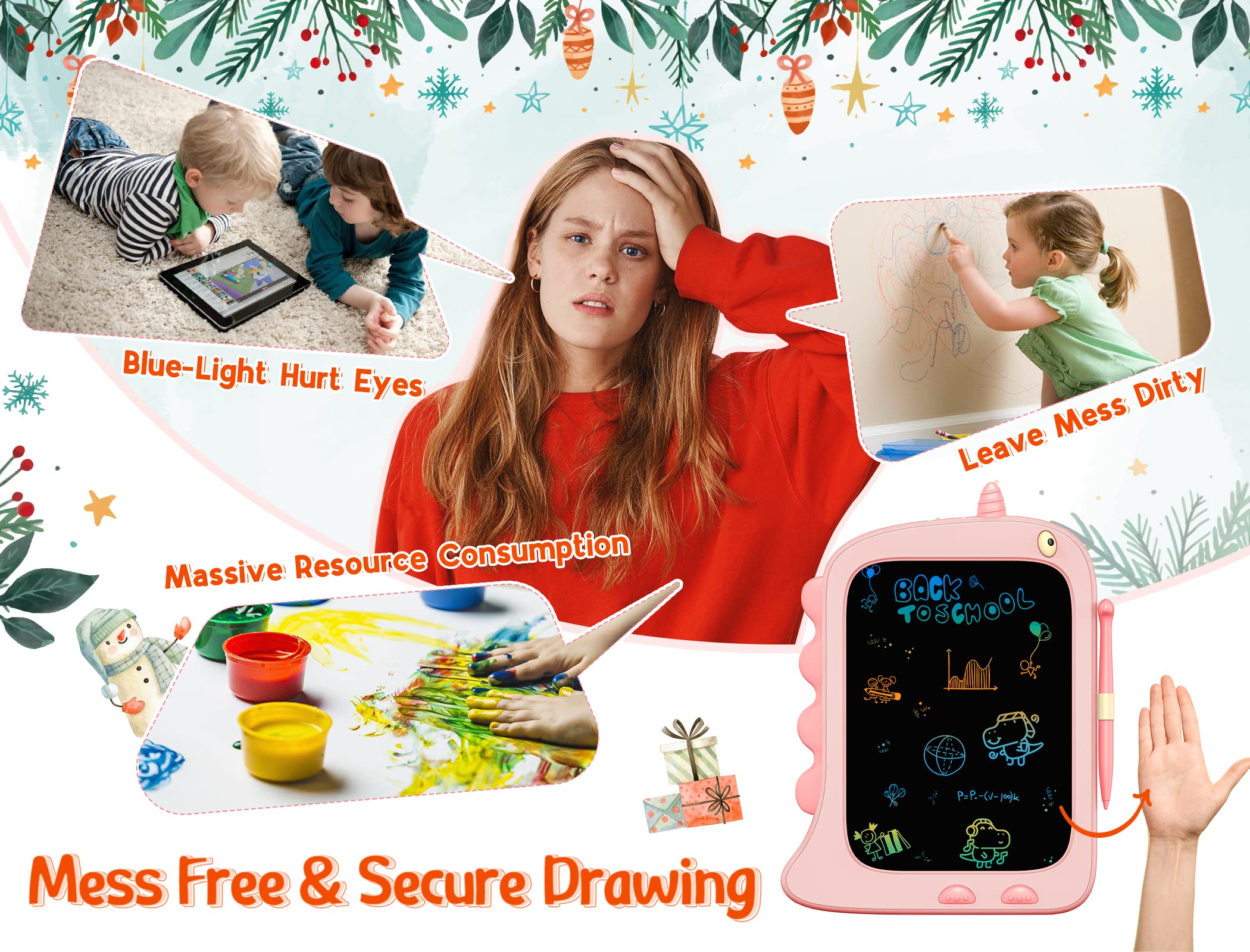 Bravokids Tavoletta Grafica Bambini 8,5 Pollici, Lavagna Magnetica, Cancellabile LCD Colorata, Regalo 3 4 5 6 7 8 Anni, Giochi Bimba per Ragazze Rosa