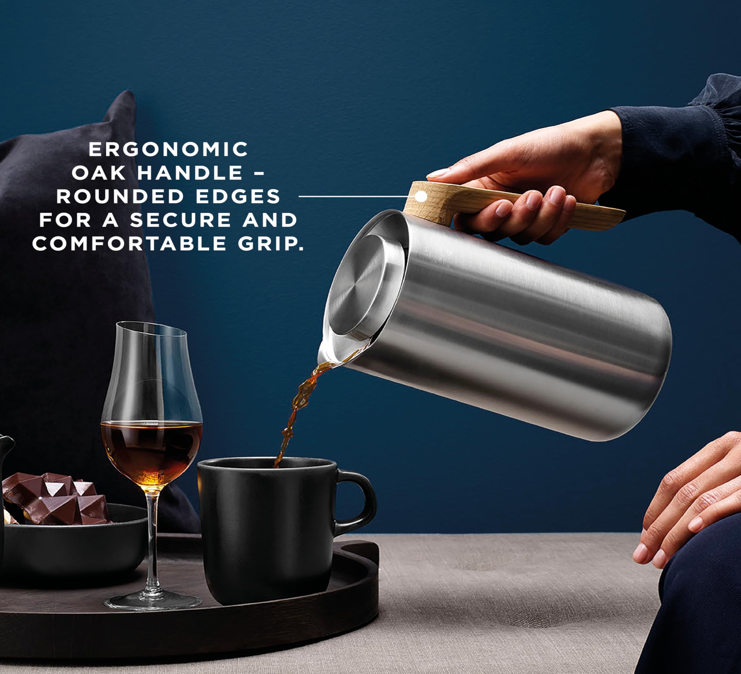 EVA SOLO | Isolierkanne 1,0l Nordic Kitchen Edelstahl | Der Vakuumstahleinsatz hält den Kaffee sehr Lange heiß | Nordic Isolierkannen und kaffeezubehör