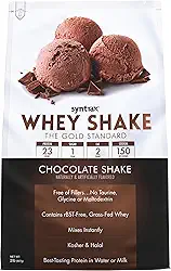 Syntrax Whey Shake Nutrition, mistura de proteína de soro de leite em pó filtrada a frio e não desnaturada, shake de chocolate, 900 g
