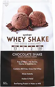 Syntrax Whey Shake Nutrition, mistura de proteína de soro de leite em pó filtrada a frio e não desnaturada, shake de chocolate, 900 g