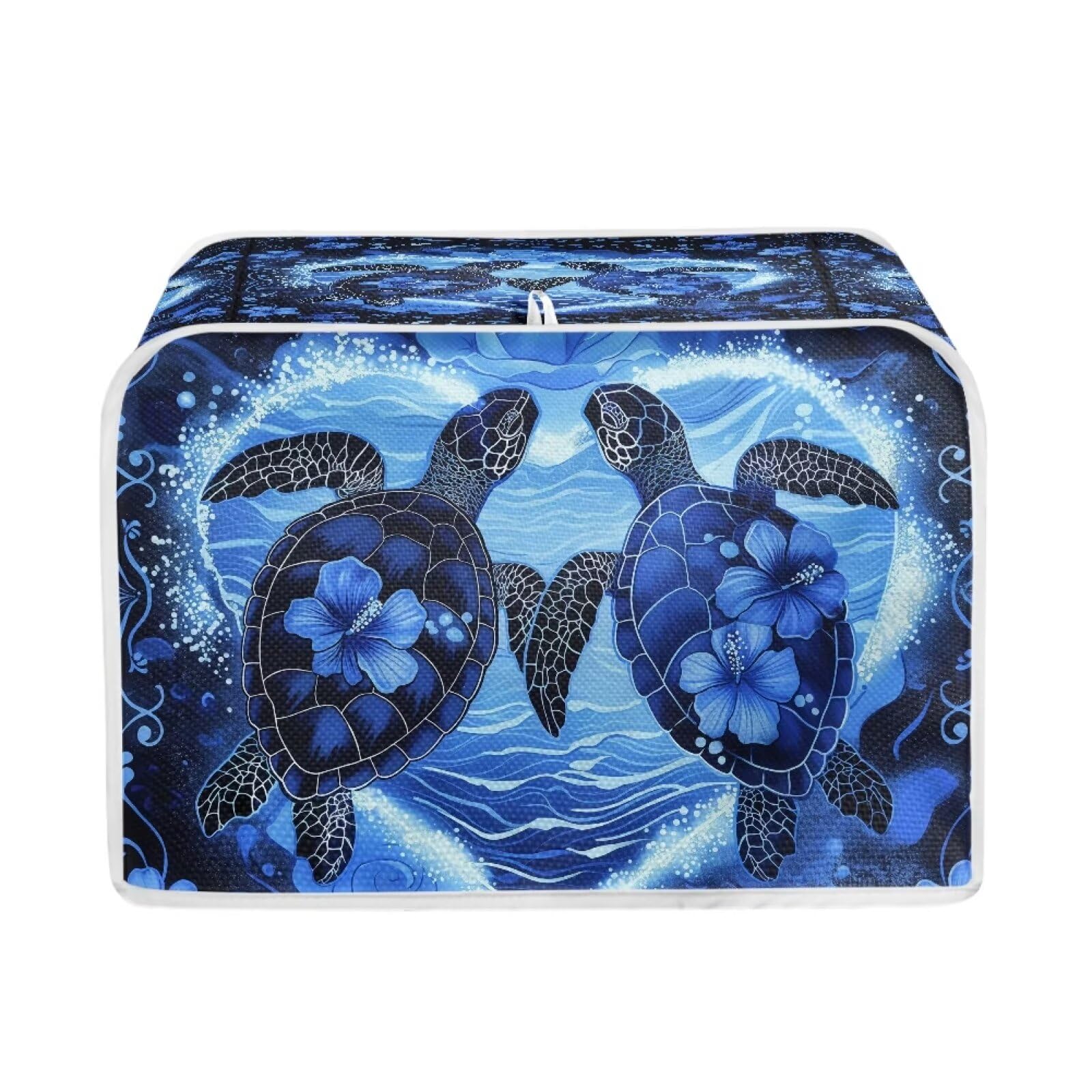 Talayituse Turtle Hibiscus Print 2 Slice Toaster Covers Dust Protection Bread Maker Covers Toaster Oven Cloth Cover Kitchen Accessories Washable Appliance Cover with Handle