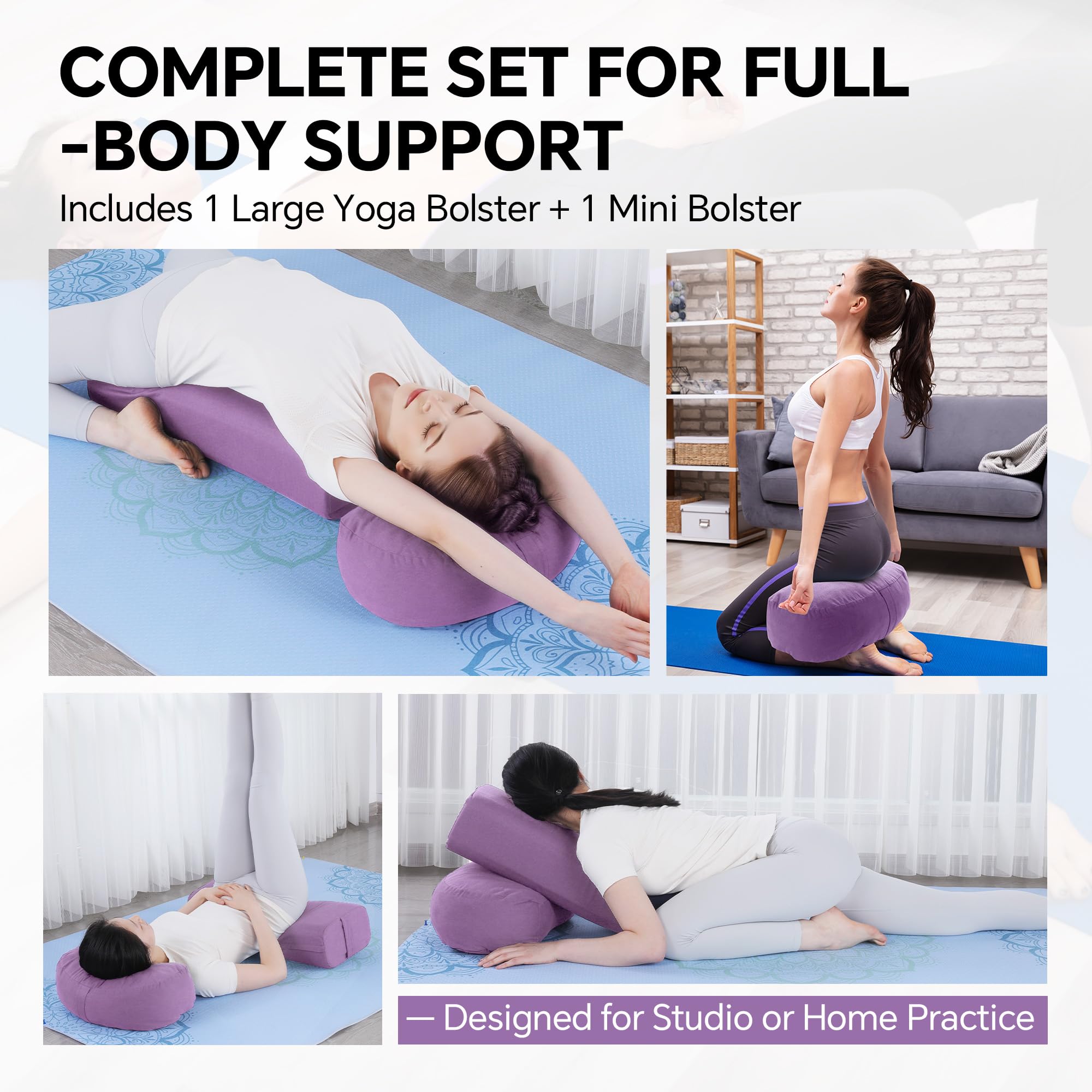 Amazon.com: MABOZOO 2-Piece Yoga Bolster Pillow, Rectangular