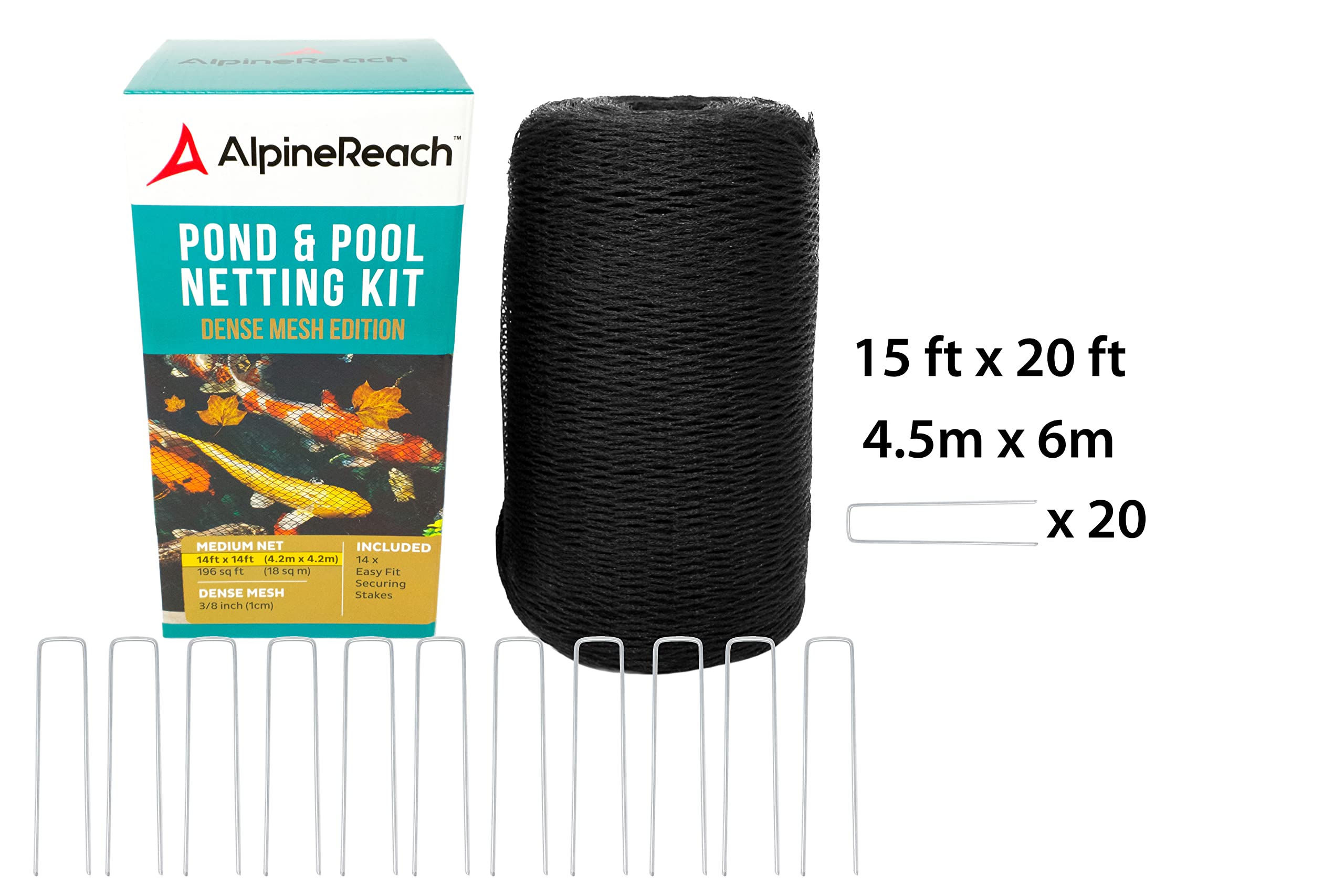 45m X 6m Vijvernet Zwart - Koi Pond Netting - Heavy Duty Fijn Gaas Net Cover Voor Bladeren Beschermt Koi Vis Tegen Blauwe Reiger Vogels Katten Roofdieren Uv Bescherming Herbruikbaar Alpinereach