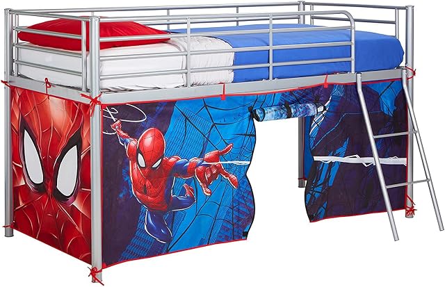 Worlds Apart Marvel Spiderman Midsleeper Bed Tent by HelloHome, Red, 86 x 195 x 74 cm