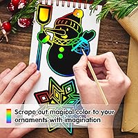 Vista 2 de Mocoosy 48 Piezas Adornos de Arte para Rascar de Navidad, Kit de Manualidades de Navidad a Granel para Rellenos de Calcetines de Niños, Tarjetas