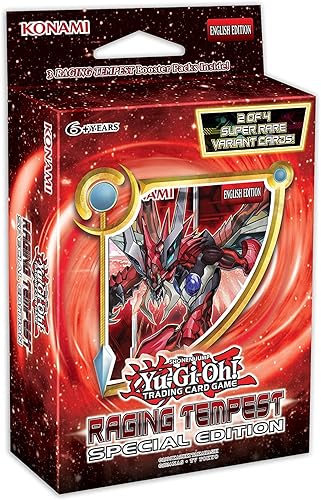 Yu-Gi-Oh! Cards! Raging Tempest Special Edition Deck | 3 paquetes de refuerzo | 2 cartas súper raras | Tarjetas auténticas, multicolor, modelo: