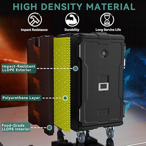 Miniatura 5 de YITAHOME Transportador de alimentos aislado, caja caliente LLDPE de 127 cuartos de galón para catering con sartén de acero inoxidable, calentador de