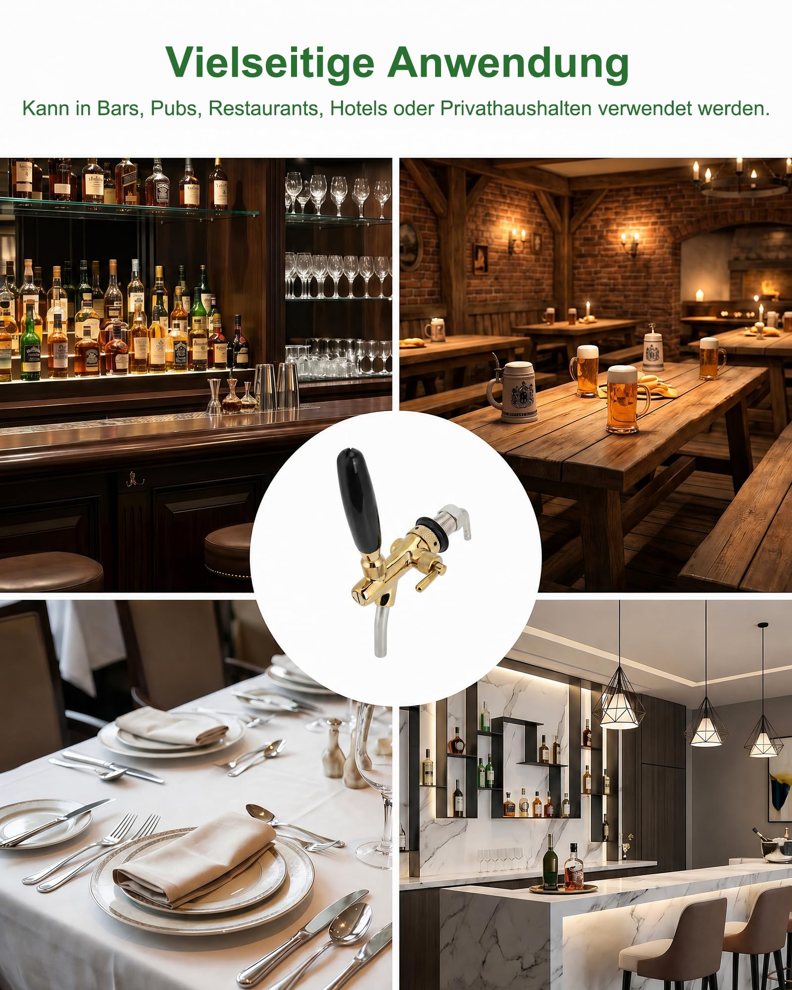 G5/8 Verstellbarer Bierhahn: Bierhahn Einstellbare Bierzapfhahn mit Durchflusskontrolle für Zapfanlage Edelstahl Messing für Bar Zuhause Restaurant (Gold)