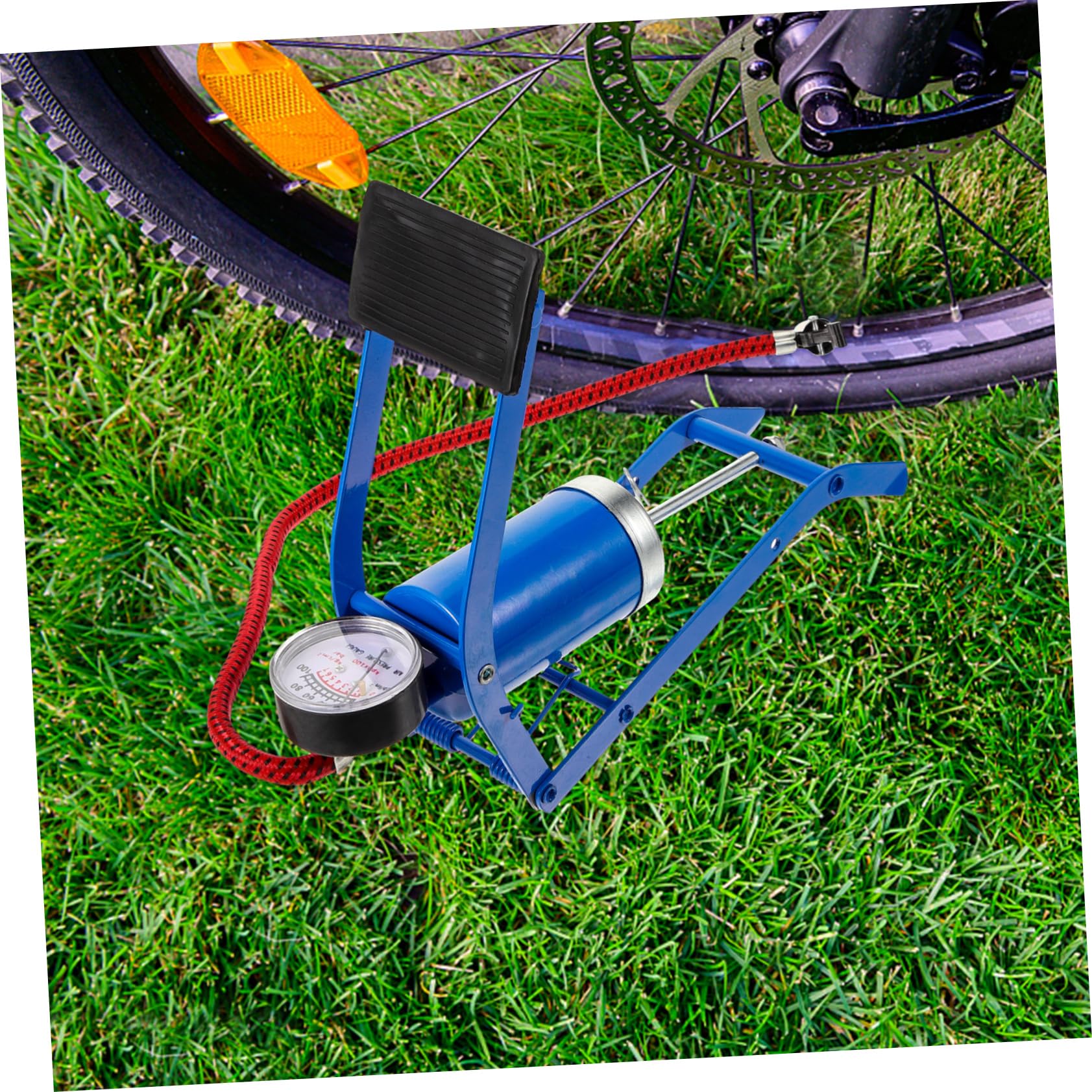 UPKOCH aktivierte Standpumpe Auto Reifenpumpe Fahrrad Rennrad Reifenpumpe Pumpe für den Zyklus Luft Pumpbike Hochdruck-Fußpumpe Standpumpen Inflator Bodenpumpe Eisen Blau