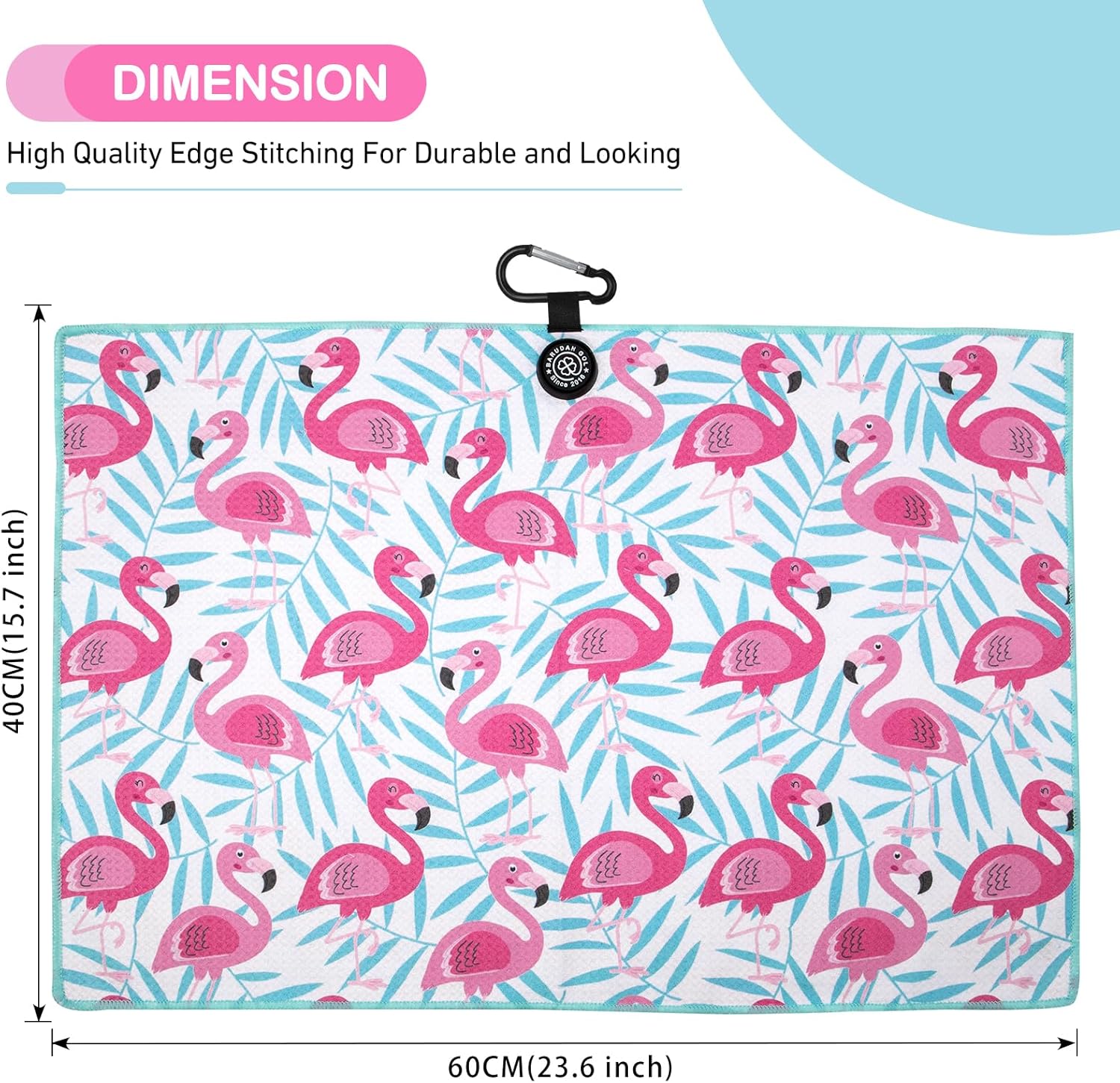 Magnetic Golf Towel for Men Women Golfer - Microfiber Golf Towel Magnet with Waffle Texture - Strengthen Magnet Golf Towels for Strong Hold to Metal Objects (4.Flamingo) - Image 2