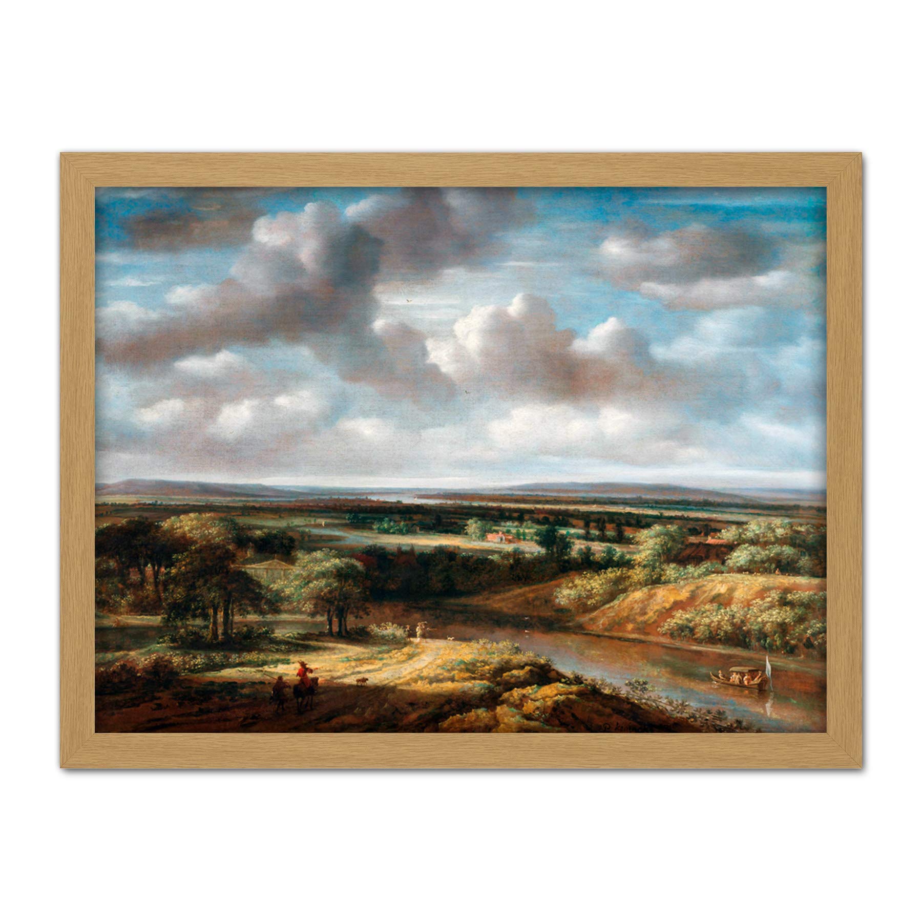 Artery8 Philips Koninck River Landscape Painting Artwork Framed Wall Art Print 18X24 Inch